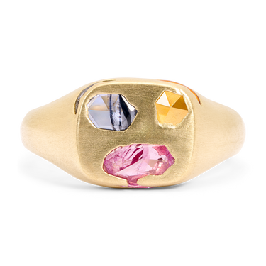 Pink & Blue Peek-a-Boo Signet Ring - Size 5 - 12035